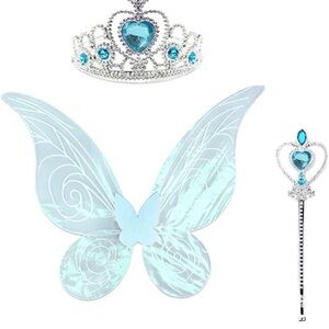 NWT 3 Piece Fairy Wings Set, Blue
